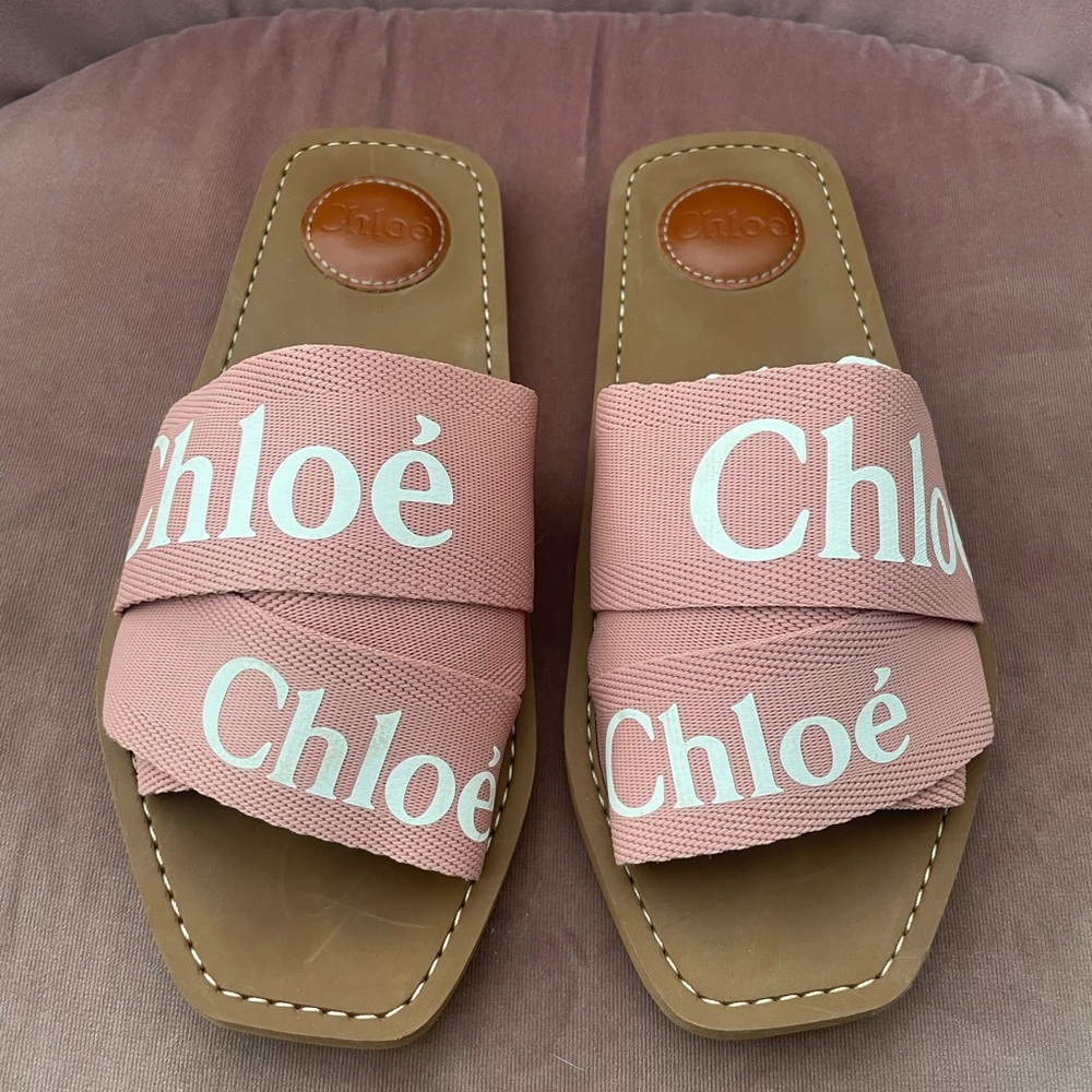 Chloé Woody Pink Slide Sandals